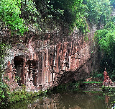 眉山市-青神县-中岩（|唐-清|中岩寺摩崖造像）·岷江风景旅游区